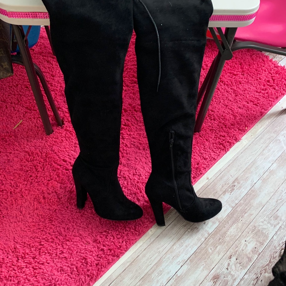 Suede thigh high boots
